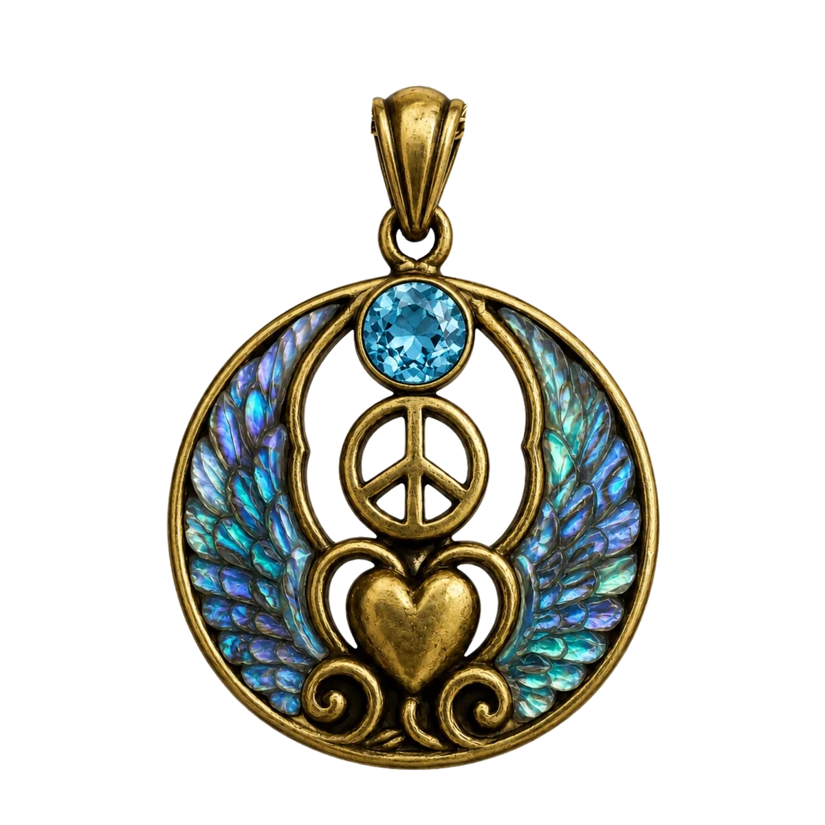 Winged Heart, Paua (abalone) wings