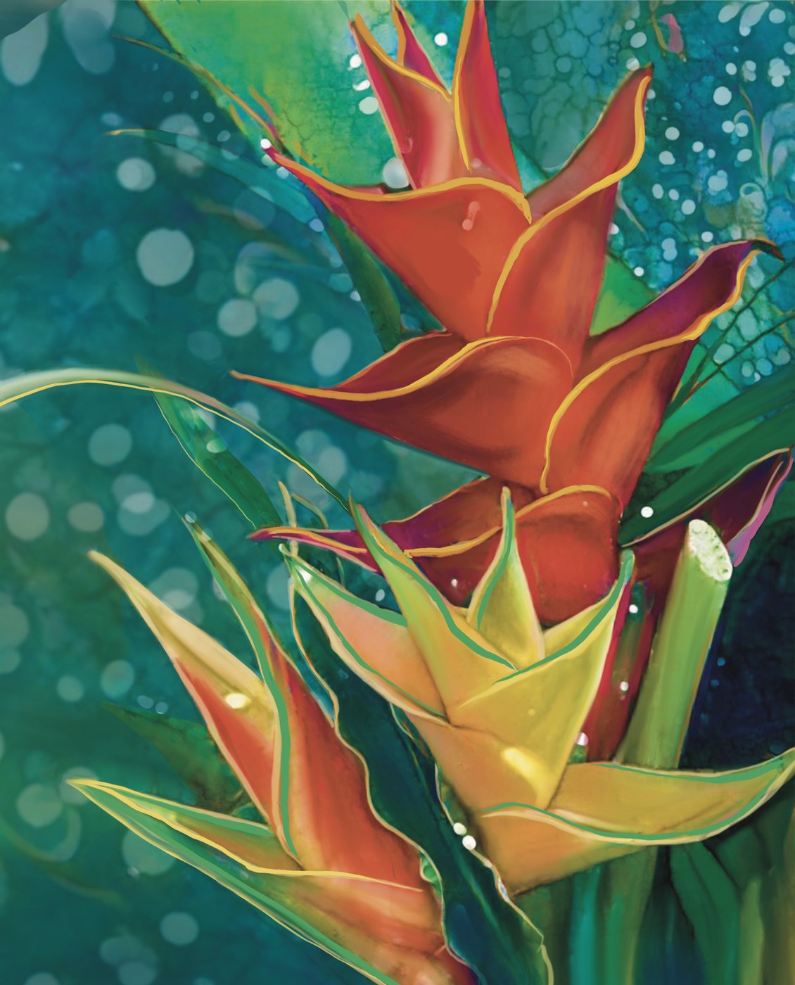 Heliconia, an original painting by Lorayne